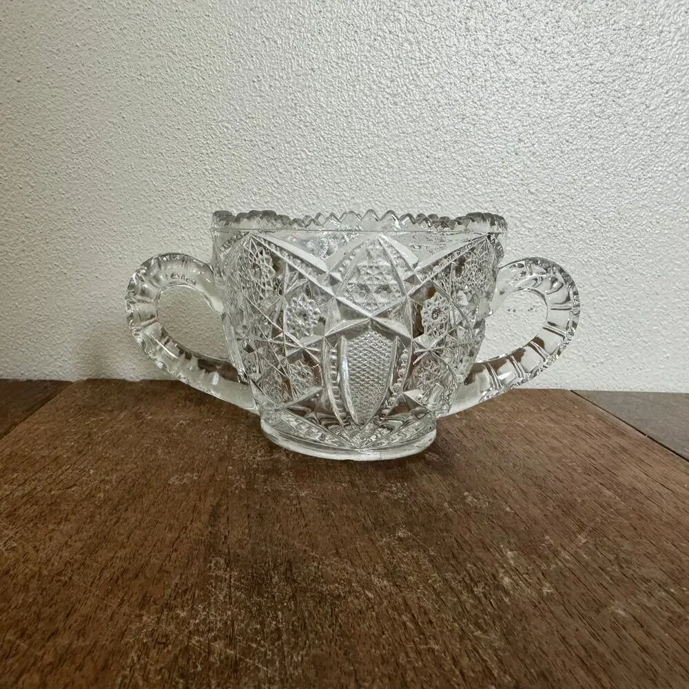 McKee Glass Company‎ Vintage Prescut Pressed Glass Open Sugar Bowl